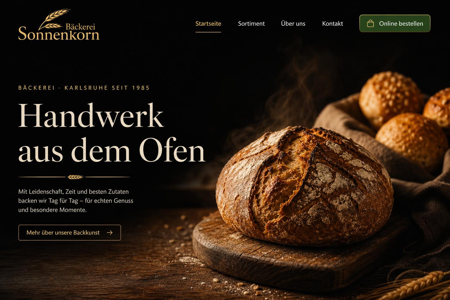 Demo-Website Beispiel Bäckerei Sonnenkorn