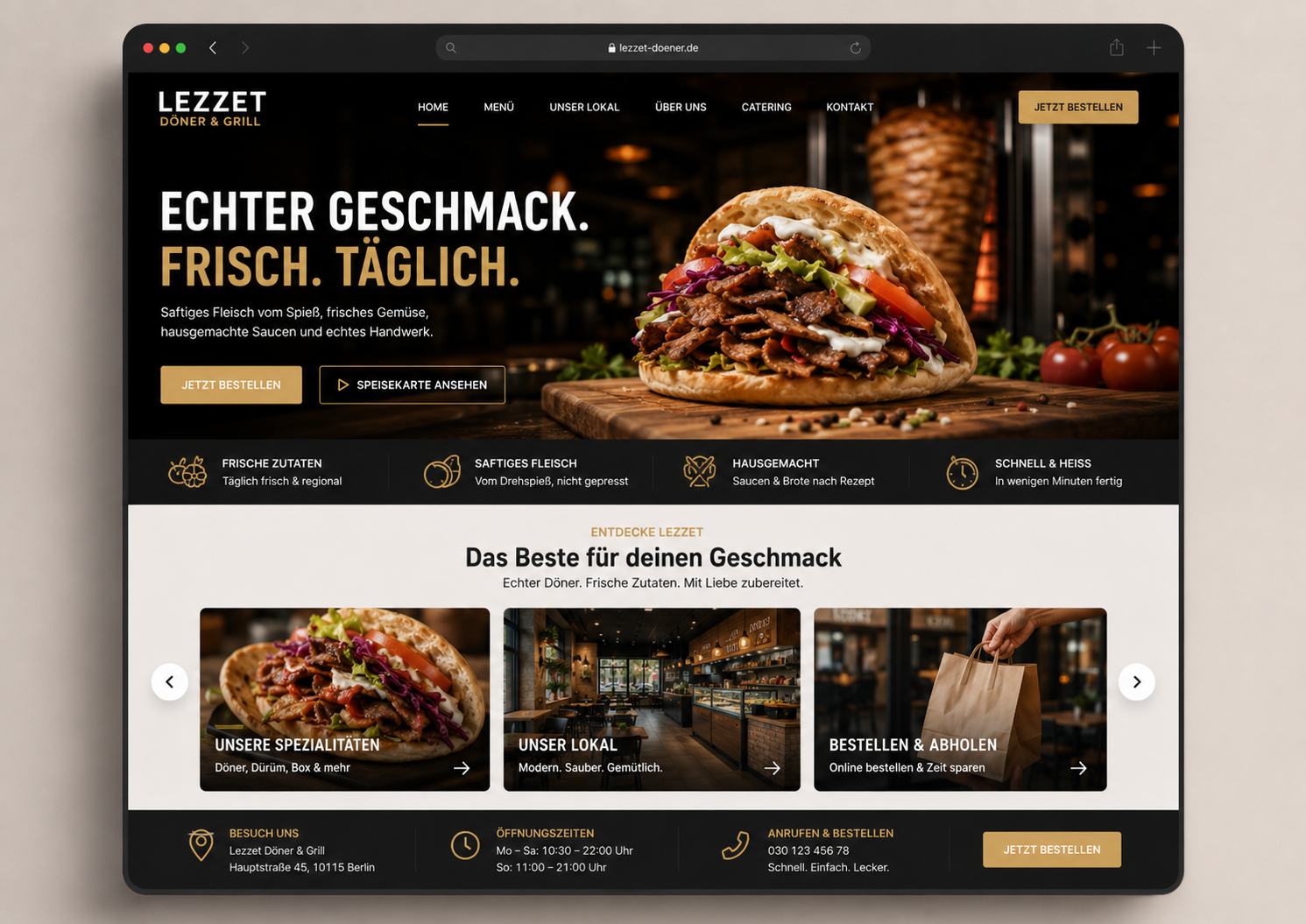 Dönerladen Demo-Webseite – Vorschauansicht
