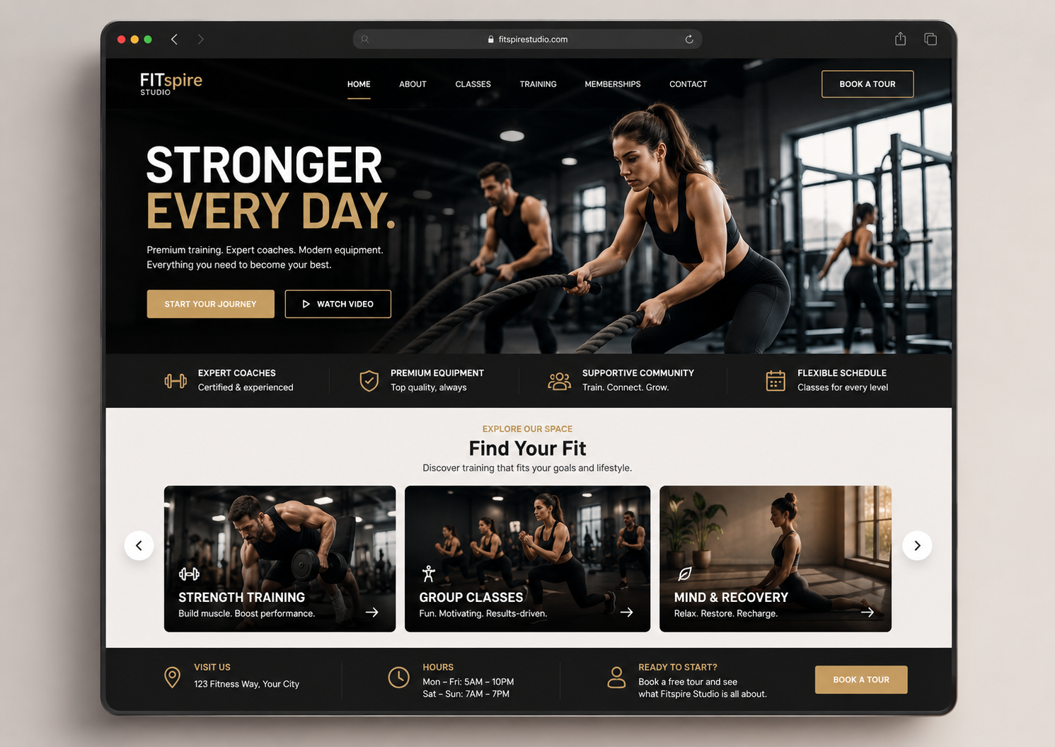 Fitnessstudio Demo-Webseite – Vorschauansicht