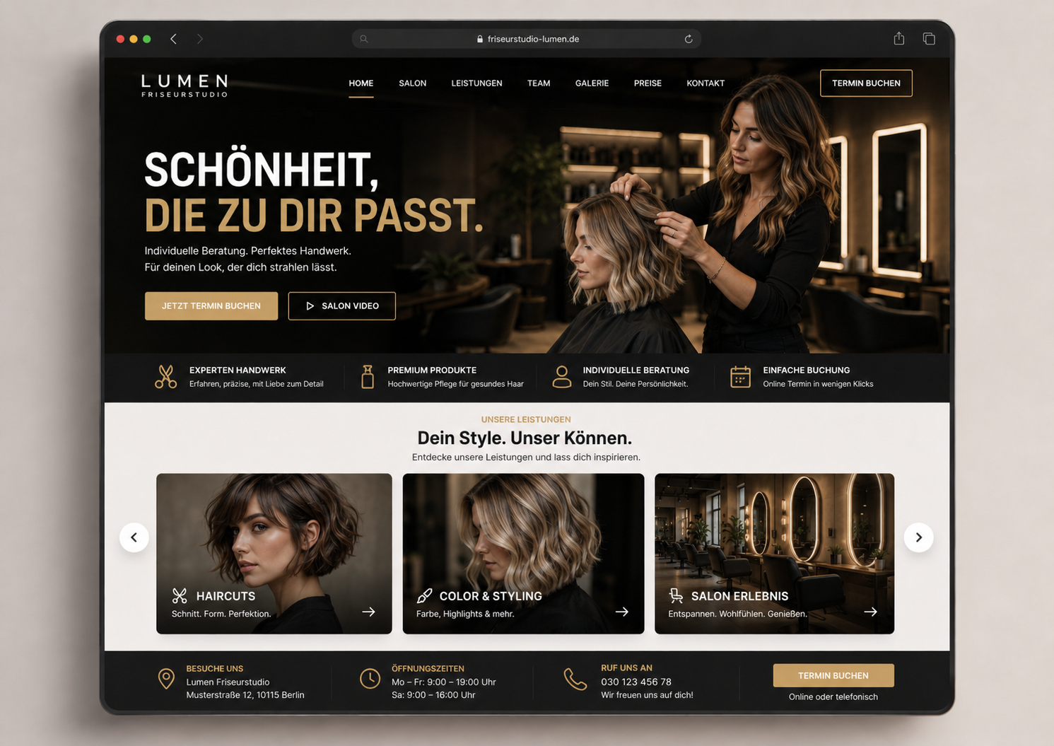 Friseursalon Demo-Webseite – Vorschauansicht