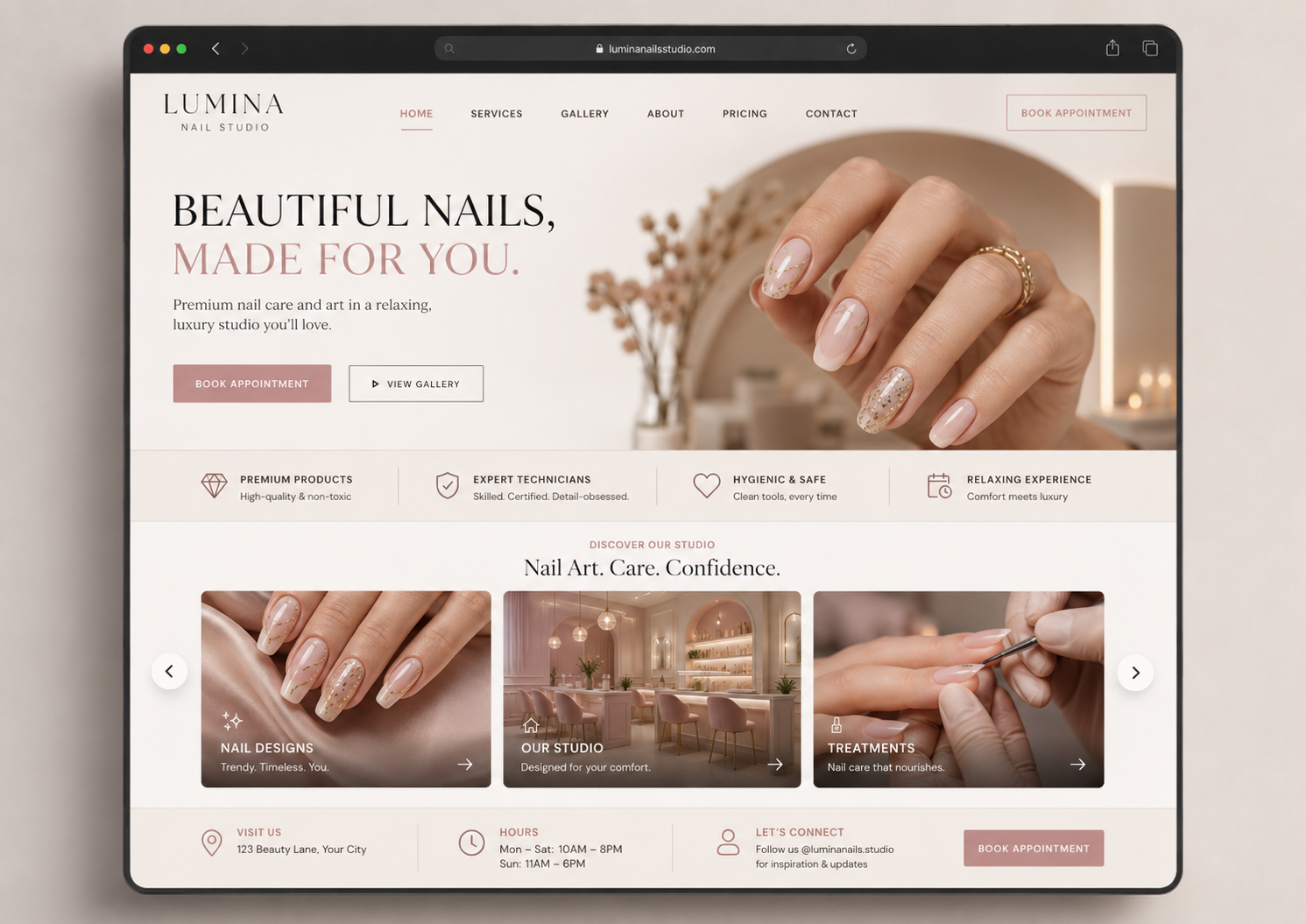 Nagelstudio Demo-Webseite – Vorschauansicht