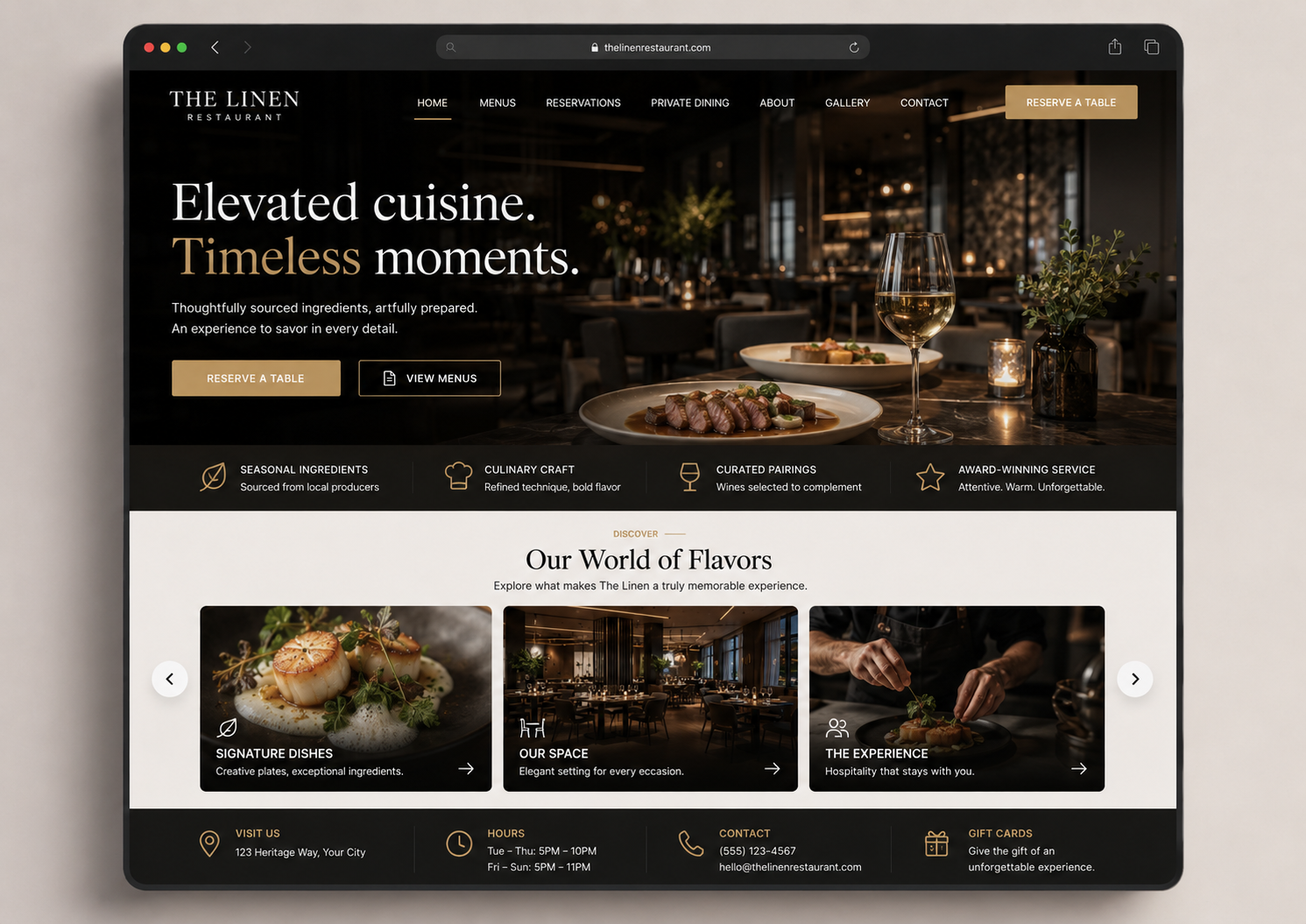 Restaurant Demo-Webseite – Vorschauansicht
